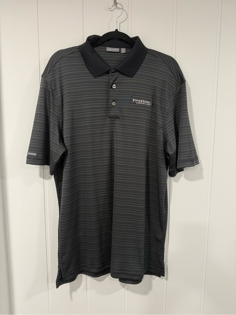 Ashworth Men's Charcoal Striped Polo